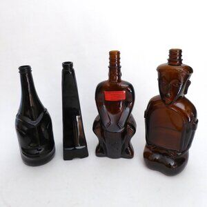 NEW VINTAGE PROTOTYPE LIQUOR ALCOHOL GLASS BOTTLES LOT OF 4 TIKI BAR MEXICO KAHL